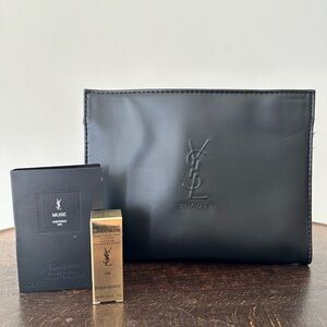 Yves Saint Laurent Beaute Clutch Bag with lip and fragrance sample